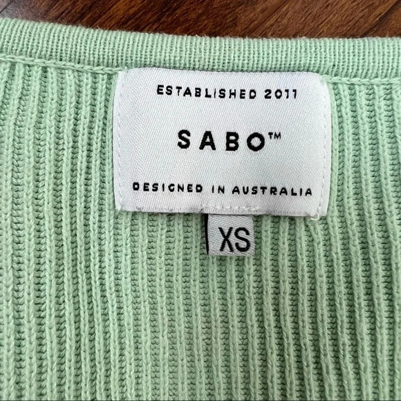 Sabo Skirt Wrap Front Ribbed Sweater Mint Green Size XS - Picture 5 of 6